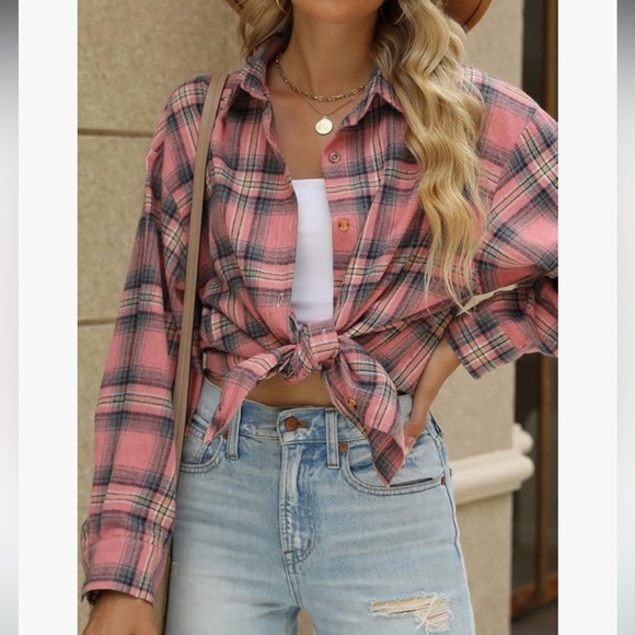 Fantaslook Plus Size Flannel Plaid Shirts for Women - Picture 2 of 8